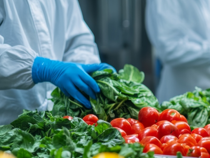 Worker handling produce